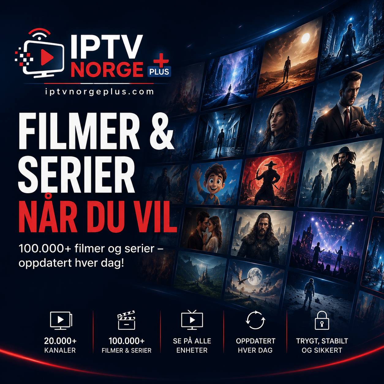 Filmer og serier på forespørsel hos IPTV Norge Plus
